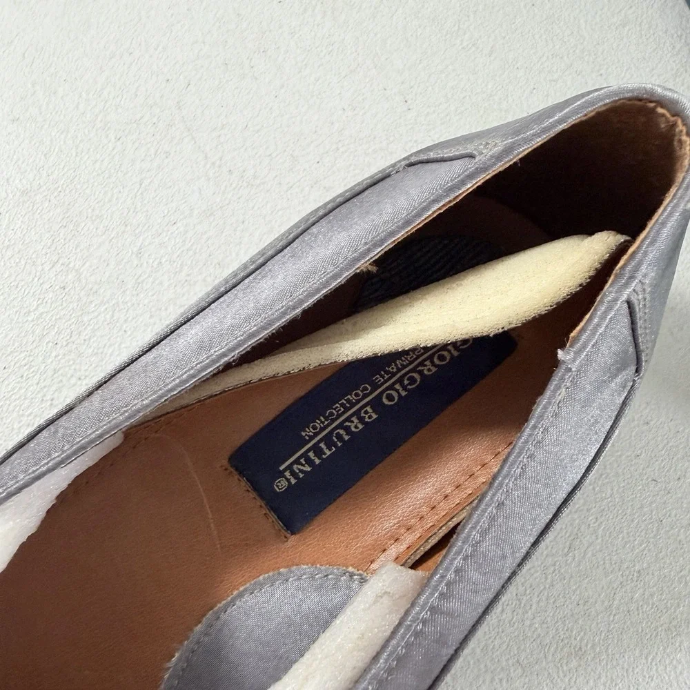 Giorgio Brutini Satin Lusher Slip On Men's Loafers Silver Size 10.5 M NIB
